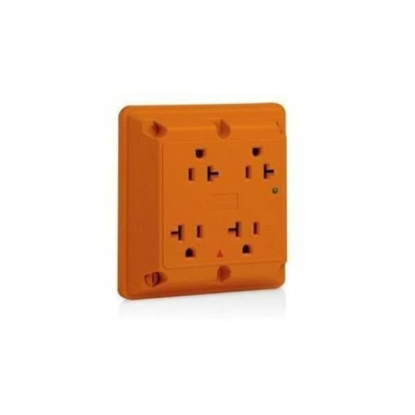 Leviton Surge Protector Four-In-1 Receptacle, 20 Amp, 125 Volt, 5-20R NEMA, Orange 5490-IG - main