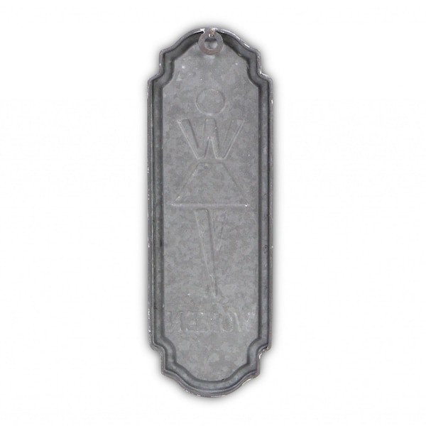 Homeroots 12" X 4" Gray and Brown Womens Room Metal Wall Decor 483333 - main