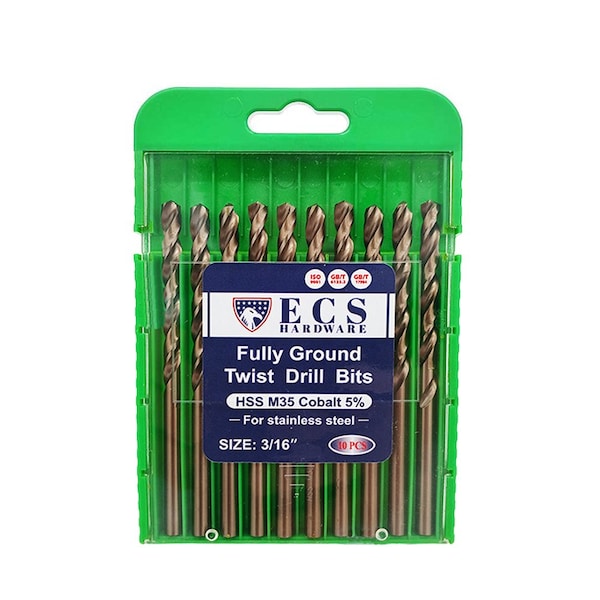 Ecs Hardware HSS Drill Bit x 10 Fully Ground, 5% Cobalt M35 ECSH-DRILL-316 - main