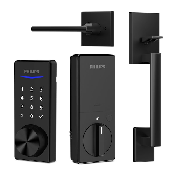 Philips Bluetooth Touchscreen Smart Deadbolt with Handle - Matte Black DDL240X15HBZHMB - main
