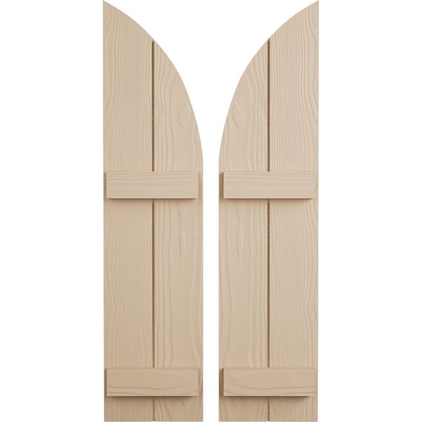 Ekena Millwork Sandblasted 2 Board Joined Board-n-Batten w/Quarter Round Arch Top Faux Wood Shutters, 11W x 36H, PR SHUBJQ11X36SDPR - main