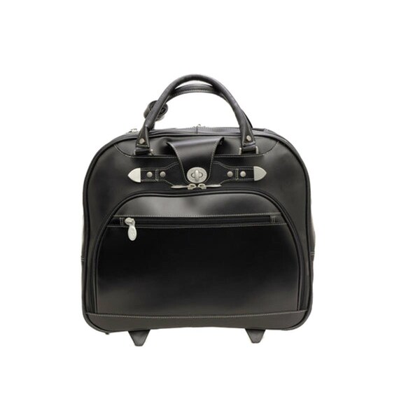 Serverusa 15.75 in. L Series Redwood Leather Wheeled Ladies Laptop Briefcase, Black SE3049426 - main
