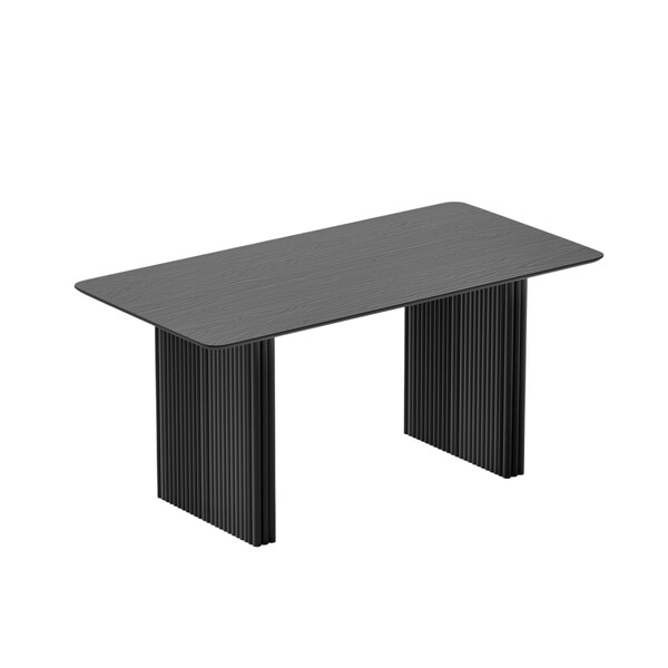 Homeroots 67" Black Solid Wood Double Pedestal Base Square Dining Table 721129 - main