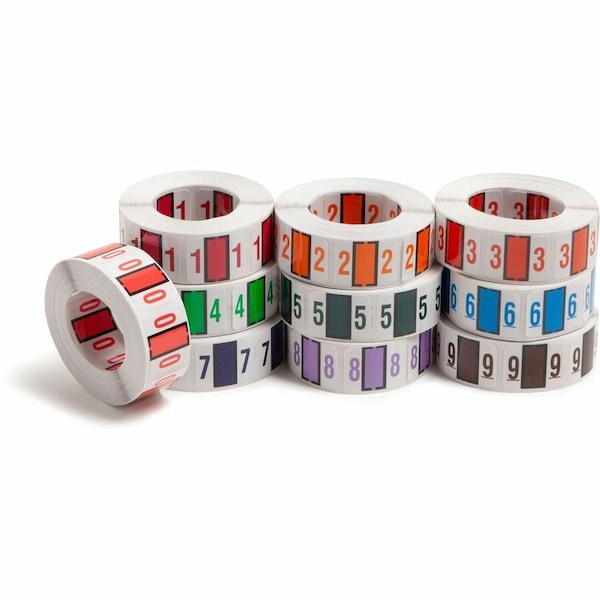 Smead NUMERICAL END TAB FILE FOLDER LABELS, 0-9, 1 X 1.25, WHITE, 10PK 67380 - main