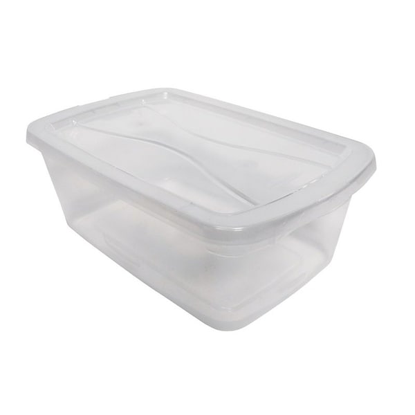 Rubbermaid Stackable Storage Tote, Plastic, Clear, 13-3/8 in L, 8-3/8 in W, 4-3/4 in H RMCC060005 - main