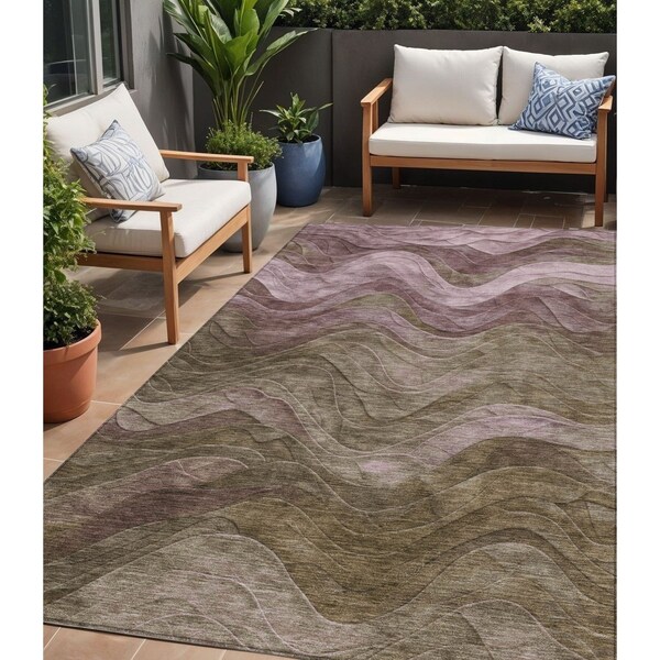 Homeroots 5' X 8' Taupe And Beige Abstract Washable Indoor Outdoor Area Rug 618185 - main