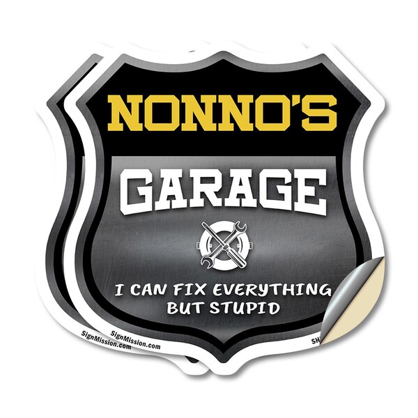Signmission Nonno's Garage I Can Fix Everything But Stupid, 12 inch X 12 inch, Vinyl Decal, 2PK SHI-D-2PACK-12-490-NONNO - main