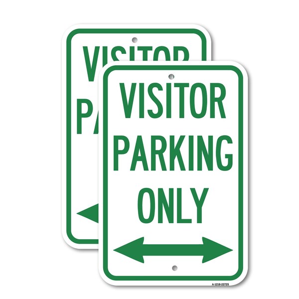 Signmission Visitor Parking Sign Visitor Parking Only With Bidirec, 18'' X 24'', Heavy Gauge Aluminum, 2PK A-1824-2PACK-22725 - main