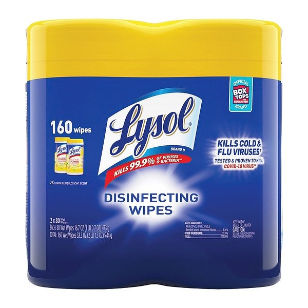 Lysol Disinfecting Wipes, Canister, Lemon and Lime Blossom, White, 2 PK 19200-80296 - main