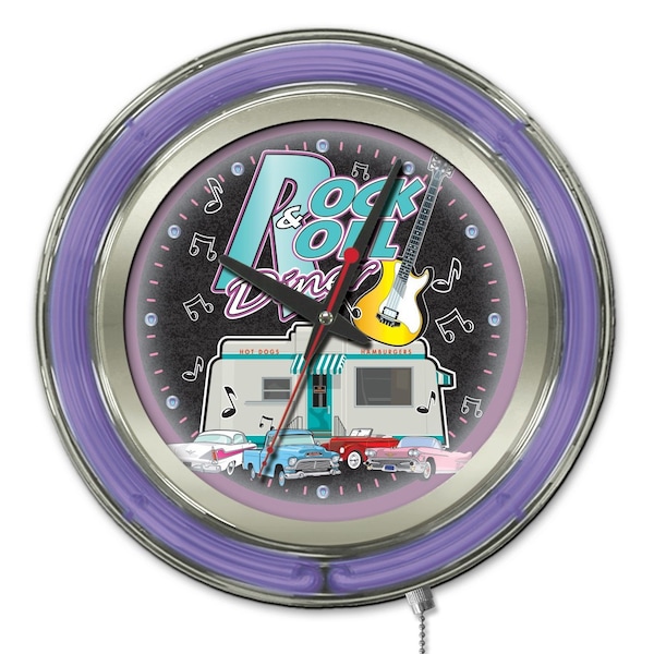 Holland Bar Stool Co Rock & Roll Diner Double Neon Ring, 15" dia. Logo Clock Clk15R&RDiner - main