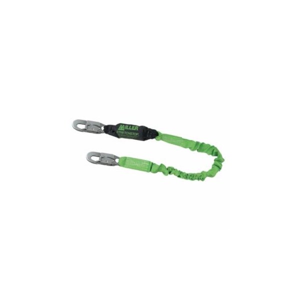 Miller StretchStop Lanyard with SofStop Shock Absorber, 6 ft L, Anchorage Connection, 1 Leg, Green 493-913SS-Z7/6FTGN - main