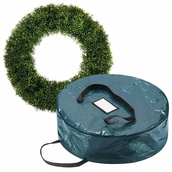 Pure Garden Faux Foxtail Fern Wreath, Artificial Wreath for the Front Door, Home Decor, UV Resistant 20 Inches 50-111BG - main