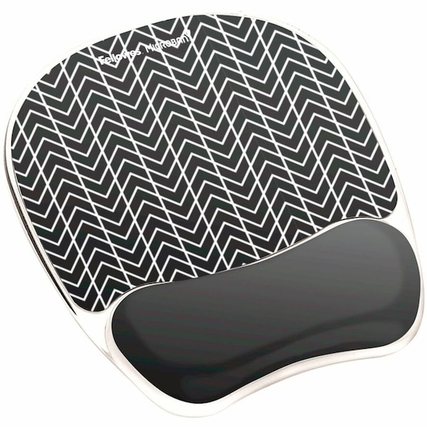 Fellowes Photo Gel Mouse Pad Wrist Rest with Microbanreg Black Chevron, Black FEL9549901 - main