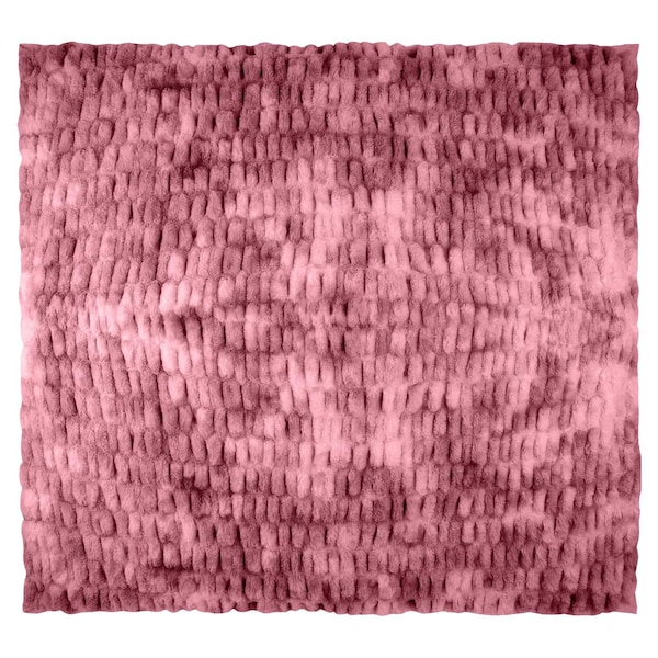 Lavish Home Oversized Ruched Faux Fur Blanket Plush Polyester Faux Fur Queen-Size Throw for Sofas & Beds HT-THROW1-PNK - main