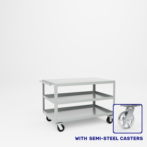 Pucel Heavy Duty Shop Truck, 48 in W x 30 in D x 33.5 in H, Three Shelves, Push Handle, Gray 3048-DT-3S - main