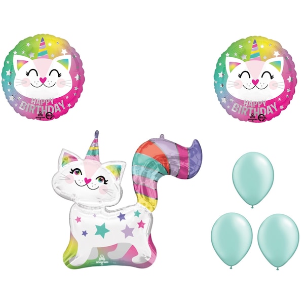 Loonballoon Unicorn Theme Balloon Set, 31in. Caticorn Balloon, 2x Birthday Caticorn Balloons 96987-81229 - main