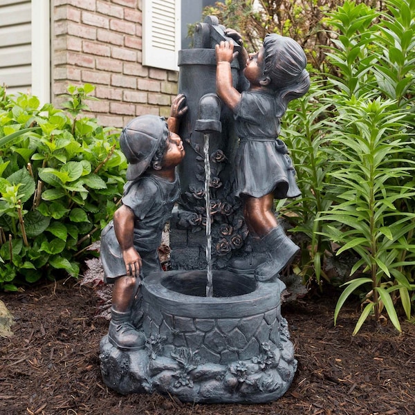 Pure Garden Boy and Girl Water Fountain, Bronze 50-0002 - main