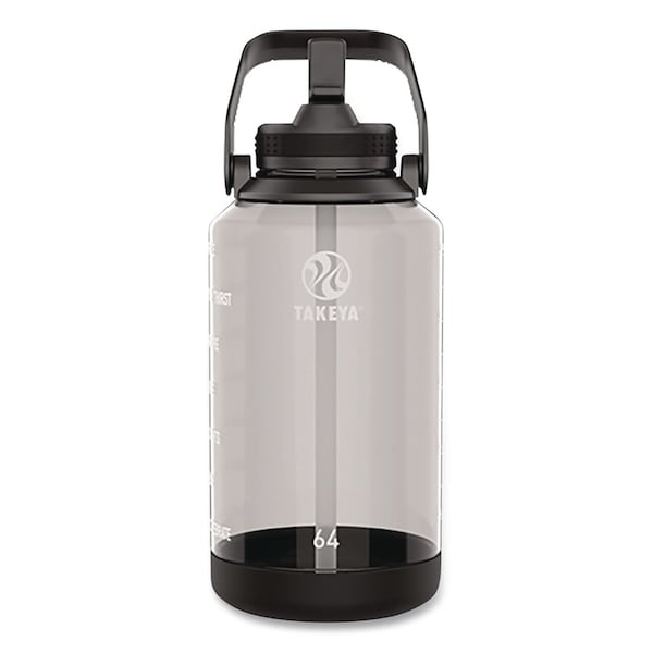 Takeya Tritan Motivational Plastic Water Bottle, 64 oz, Stormy Black 54145 - main