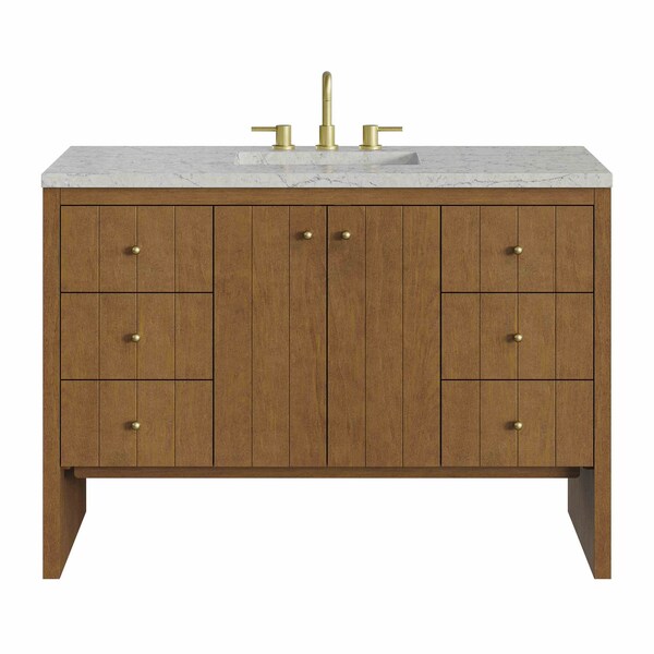James Martin Vanities Hudson 48" Single Vanity, Honey Oak w/ 3 CM Eternal Jasmine Pearl Silestone Top 435-V48-HNO-3EJP - main