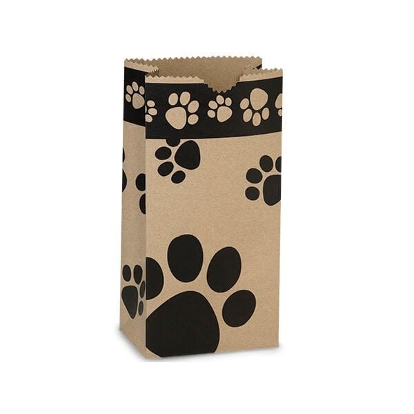 Nashville Wraps Kraft Paw Print Gift Sack, 4 lb Bag 5x3x9.5, 250PK GB4KP - main