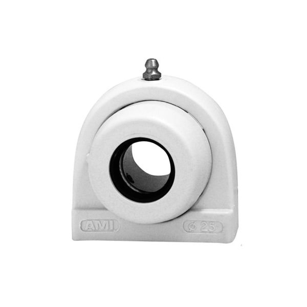 Ami Bearings SINGLE ROW BALL BEARING - 15/16in WIDE ACCU-LOC WHITE TB PLW BLK 2 OPN COV UETBL205-15CW - main