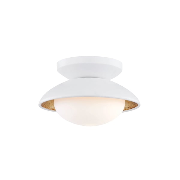 Mitzi Cadence 1 Light Semi Flush 7.5 In. White Lustro/Gold Leaf Combo H368601S-WH/GL - main