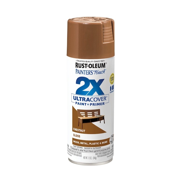 Rust-Oleum Spray Paint, Chestnut, Gloss, Solvent, 12 Oz 249847 - main