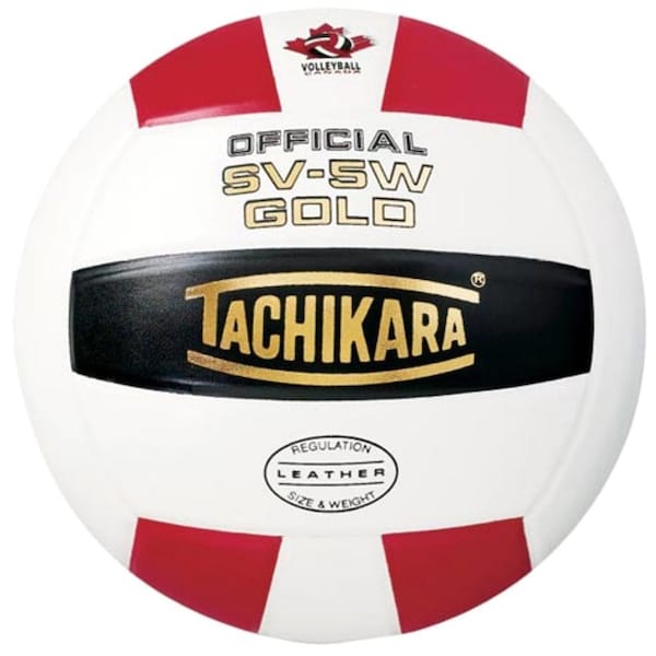 Tachikara SV5W-GOLD.SWB Gold Competition Premium Leather Volleyball - Scarlet-White-Black SV5W-GOLD.SWB - main