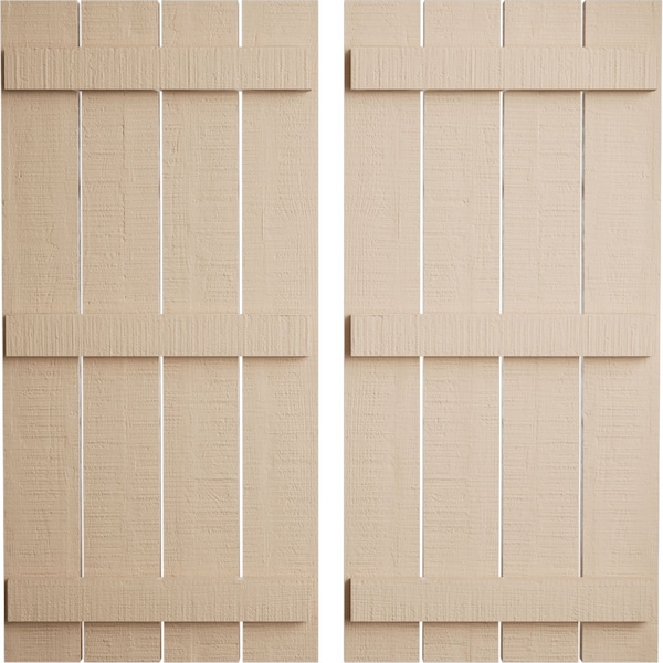 Ekena Millwork Rustic Four Board Spaced Board-n-Batten Rough Cedar Faux Wood Shutters, 23 1/2W x 76H, PR SHUBSS23X76RCPR - main