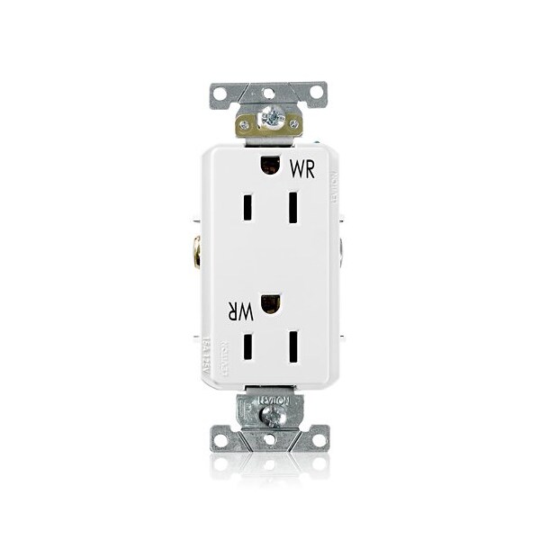 Leviton Receptacle Outlet, 15A, White, 125V WTD15-W - main