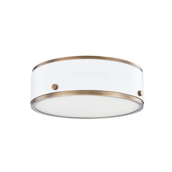 Troy Lighting Eli 1 Light Flush Mount 12 In. Patina Brass And Soft White C8312-PBR/SWH - main