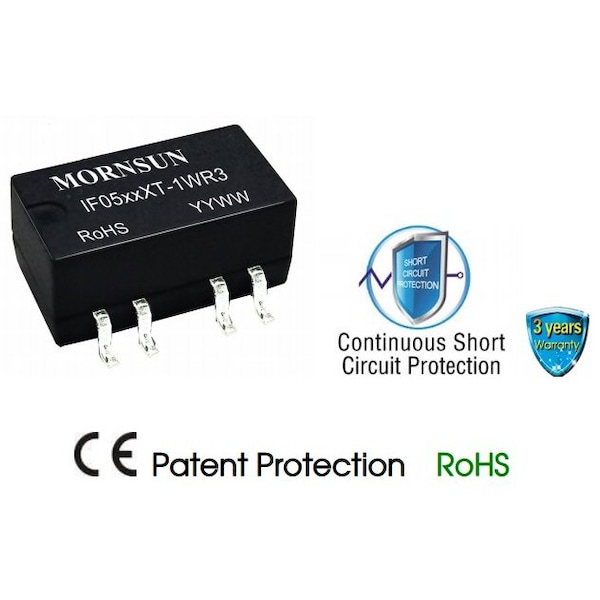Mornsun 1W isolated DC/DC converter FixedInputVoltage, unregulated 3.3V single output IF0503XT-1WR3 - main