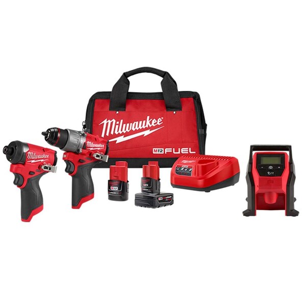 Milwaukee Tool M12 FUEL Combo Kit+ M12 Compact Inflator 3497-22, 2475-20 - main