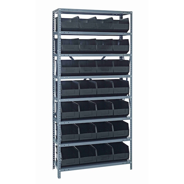 Quantum Storage Systems STEEL SHELVING UNIT W/ 28 BINS BLACK 1875-463BK - main