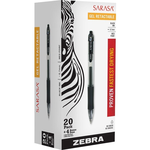 Zebra Pen Sarasa Gel Retractable Pens, Assorted, 20PK ZEB14680 - main