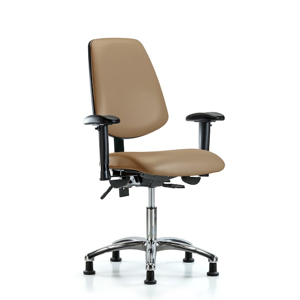 Blue Ridge Ergonomics Desk Chair Desk Chair, Vinyl, Med, Bk, Glds, Taupe, Adjustable Arms, 18" to 23" Height, Vinyl, Taupe BR-VDHCH-MB-CR-T1-A1-RG-8584 - main