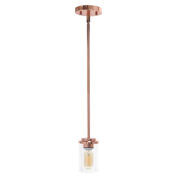 Homeroots Rose Gold Cylinder Iron Ceiling Light With Clear Shades 652016 - main