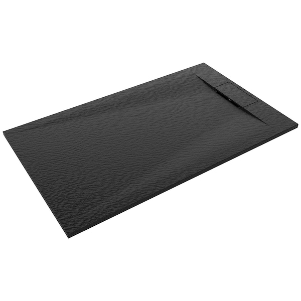 Anzzi 59 in. x 35 in. Barrier-Free Curbless Shower Base in Black with Reversible Drain and Slip-Resistant SB-AZ609RL-BL - main