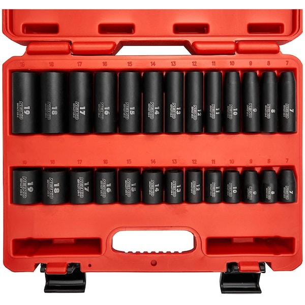 Neiko 0.375 in Dr. Impact Socket Set, Shallow and Deep, Metric 02433A - main