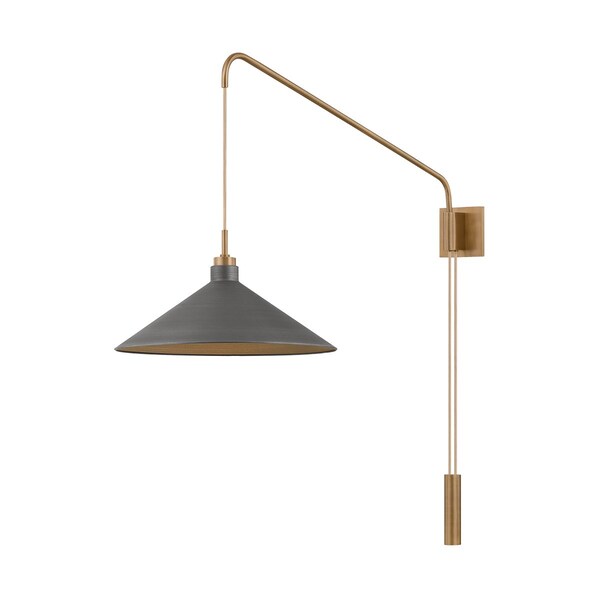 Troy Lighting Conor 1 Light Wall Sconce, Patina Brass And Graphite, 17.5 In x 35.5 In B2936-PBR/GRA - main