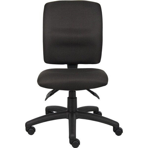 Boss Fabric Task Chair, 21 1/2-, Armless, Black B3035-BK - main