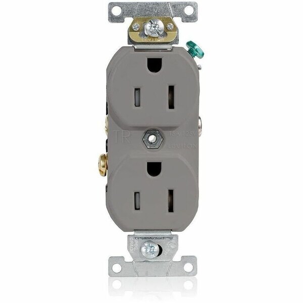 Leviton Commercial Grade Tamper-Resistant Duplex Receptacle, 15 Amp, 125 Volt TCR15-GY - main