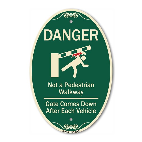 Signmission Danger Not A Pedestrian Walkway Gate Comes Do, 12 In X 18 In Architectural, Heavy Gauge Aluminum A-OV-G-1218-9985 - main
