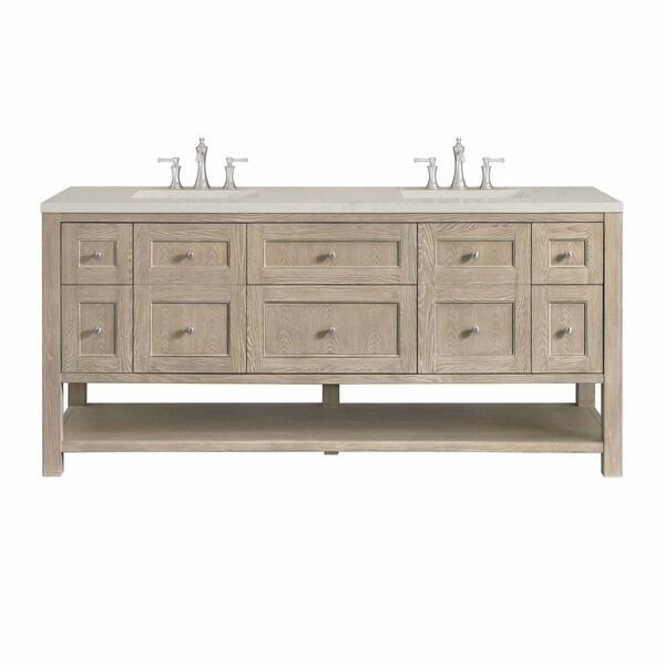 James Martin Vanities Breckenridge 72" Double Vanity, Whitewashed Oak, w/ 3 CM Siberian Silestone Top 330-V72-WWO-3SFR - main