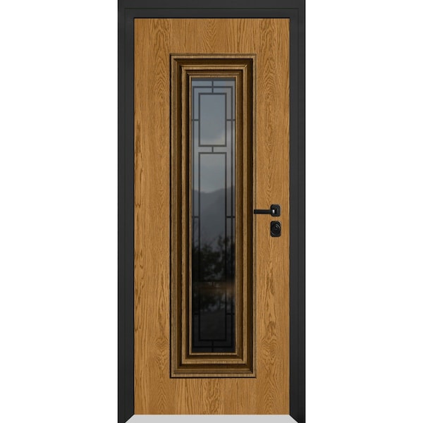 Vdomdoors Steel Door Ballucio 6644 Natural Oak Entry Door Painted W36xH80 Left hand BALLUCIO6644EXD-OAKB-W36xH80-LH-I - main