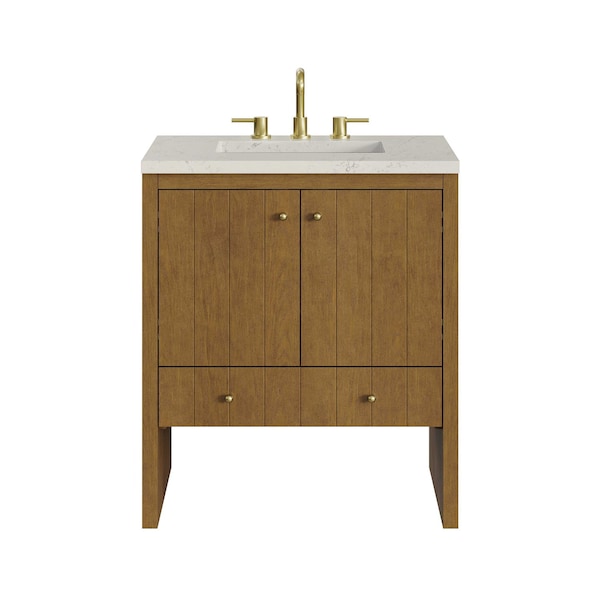 James Martin Vanities Hudson 30" Single Vanity, Honey Oak w/ 3 CM Siberian Silestone Top 435-V30-HNO-3SFR - main