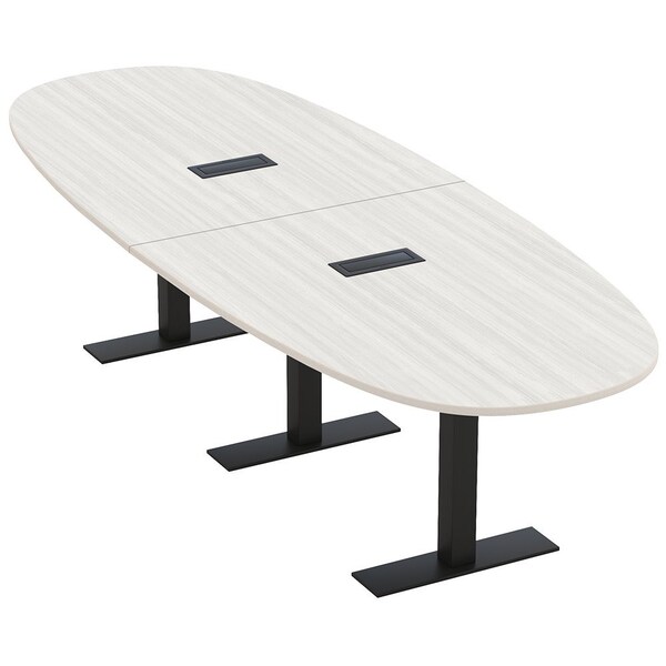 Skutchi Designs 10ft Boval Conference Table With Power | Harmony Series | 10 Person Meeting Room Table HAR-BOVL-48X120-T.BK-WA7976-EBLK - main