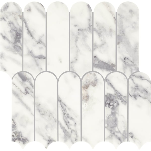 Daltile Eclessia Marble Natural Stone Elongated Fan Mosaic Polished, 9.60 SQFT Per Carton, 10PK M347ELFANMSPL - main