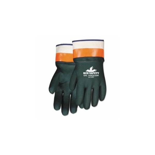 Mcr Safety Oil Hauler Premium Double Dip PVC Coated Gloves, Large, Dark Green, 12PK 127-6410SC - main