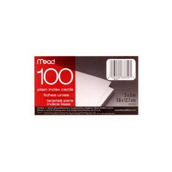 Acco/Mead 100Ct 3X5 Pl Index Card 63352 - main